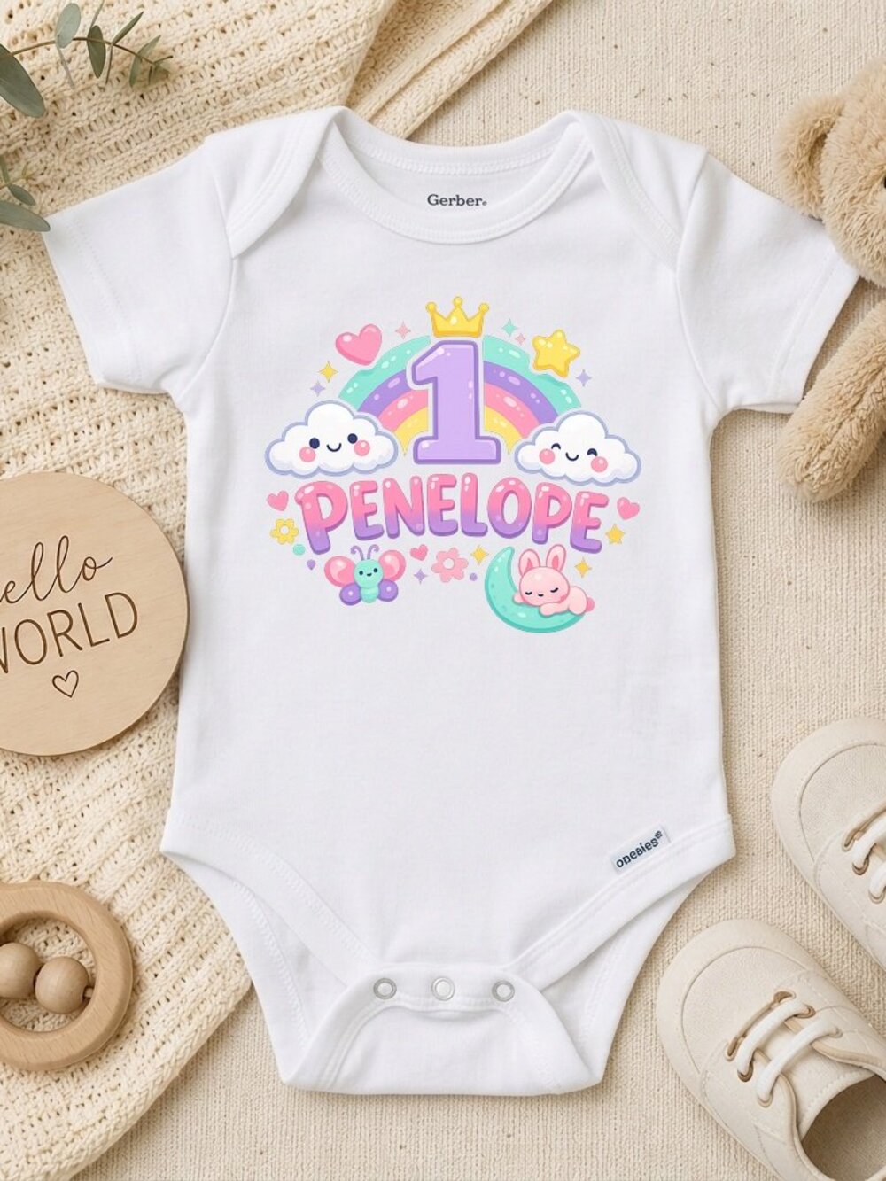Personalized Rainbow Retro Girls Birthday Gift ONESIE®